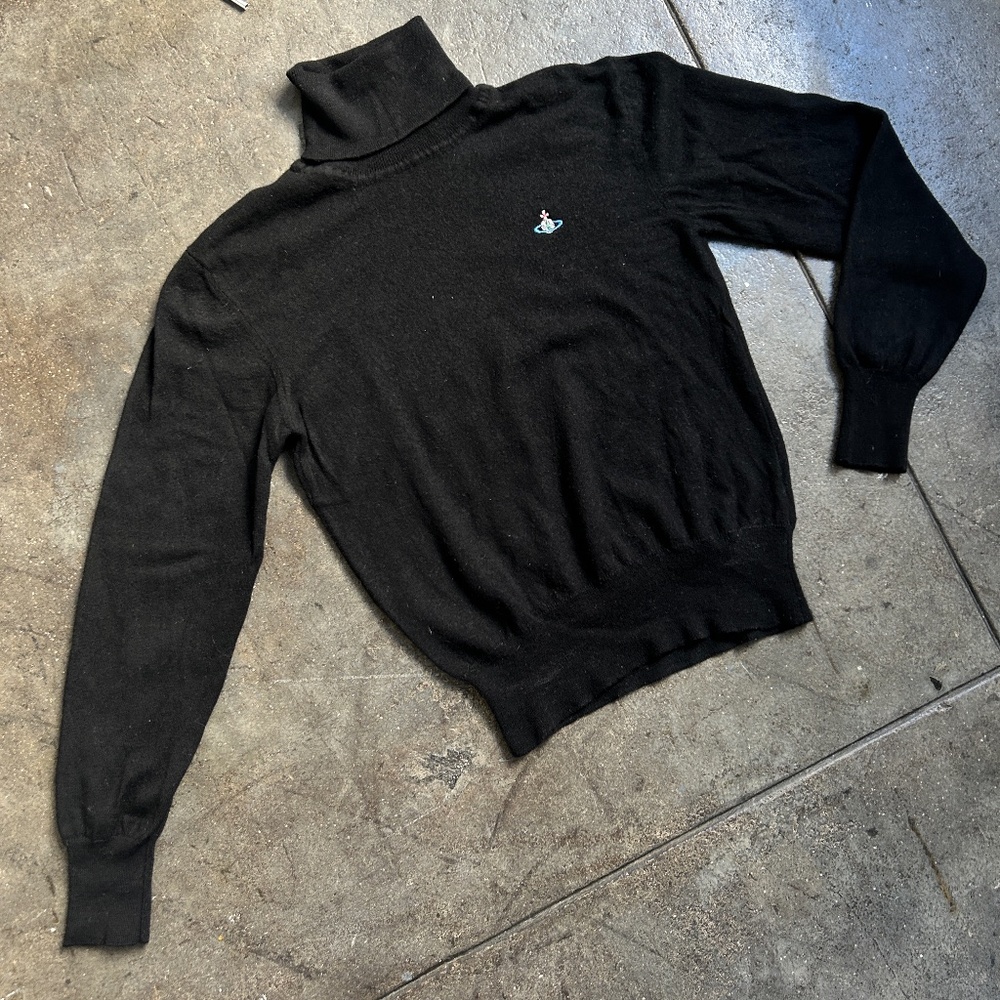 Vivienne Westwood Black Turtleneck w/ Embroidered Orb